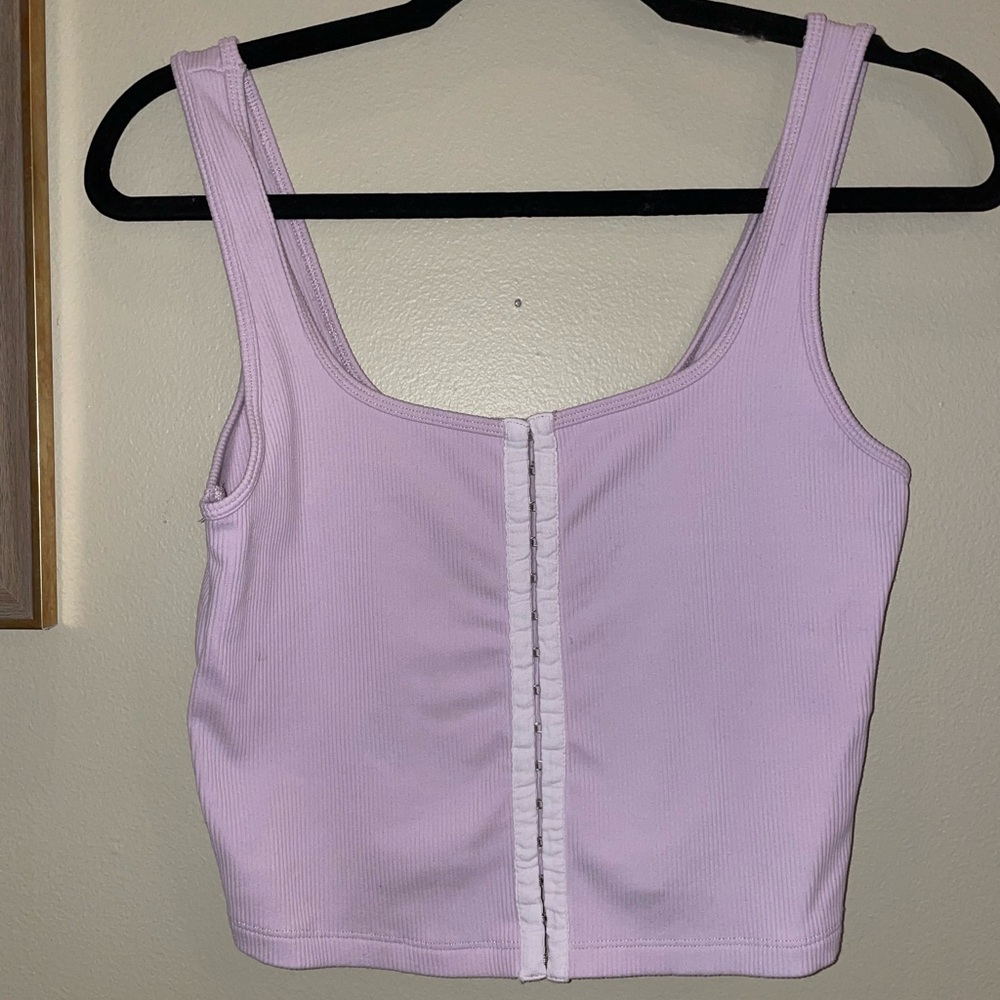 Abercrombie & Fitch Lilac Ribbed Hook-Front Tank